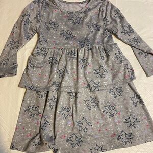 Gray Unicorn Print Kids Dress size 3T